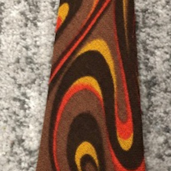 Vintage Psychedelic Tie Original Cotton Wool Blend Swirl Pattern Old - Picture 10 of 10